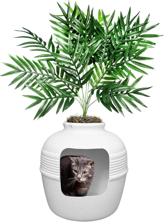 Hidden cat litter box with plant: Function meets style 
