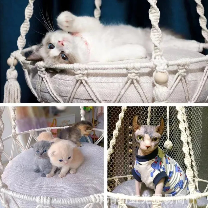 Cat Hammock – Cotton Rope Swing for Cozy Cat Moments
