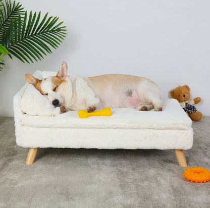 Raised pet bed with wooden legs – comfort &amp; style for your furry friend