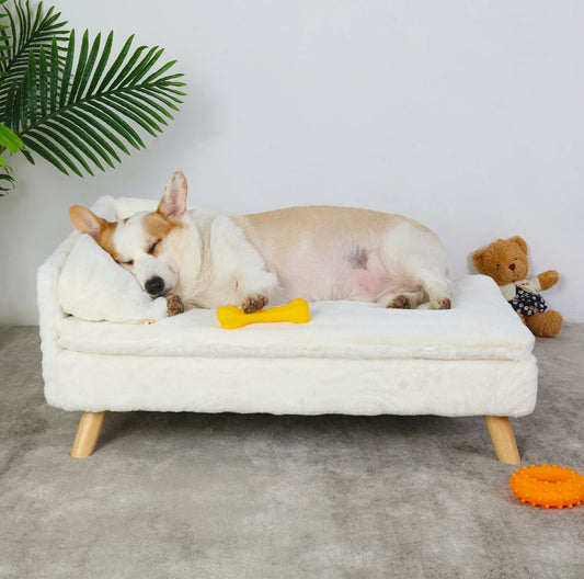 Raised pet bed with wooden legs – comfort &amp; style for your furry friend