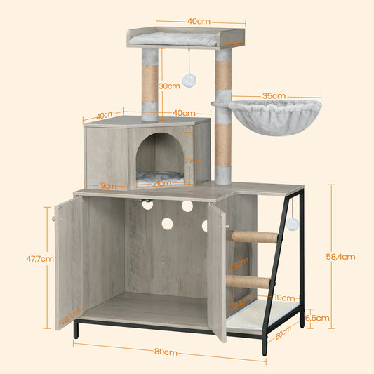 Cat tree with litter box &amp; scratching mat – comfort &amp; fun for your furry friend