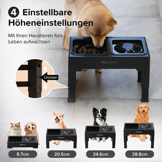 Amicura 2-in-1 Napfstation – Höhenverstellbar, auslaufsicher & gemütlich durchdacht