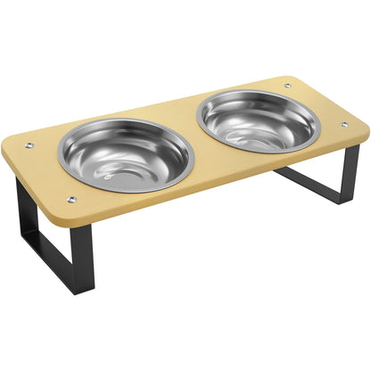 Erhöhte Katzenbar aus Holz – mit 3 Edelstahlnäpfen & stilvollem Standfuß