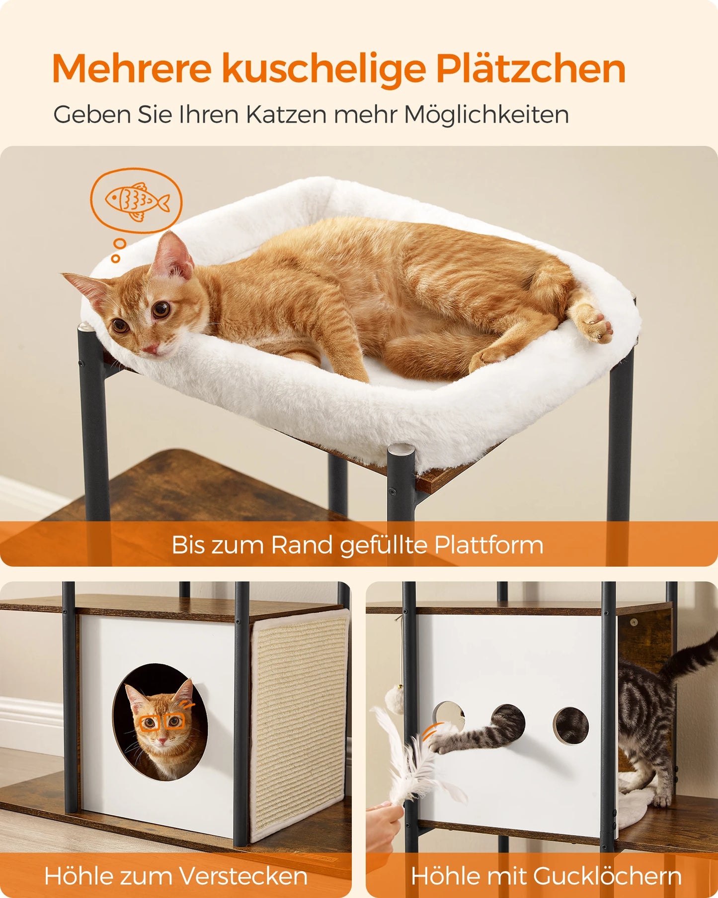 FEANDREA cat tree with cuddly factor – style meets purring comfort