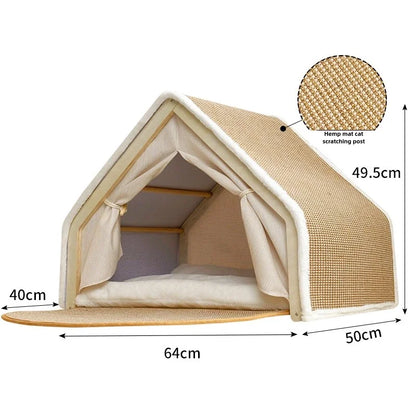 🐾 LEWEN Winter Cat House with Scratching Area – Cuddling, Sleeping &amp; Sharpening Claws in One
