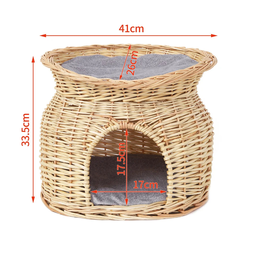 Two-story rattan cat house – for relaxation &amp; fun