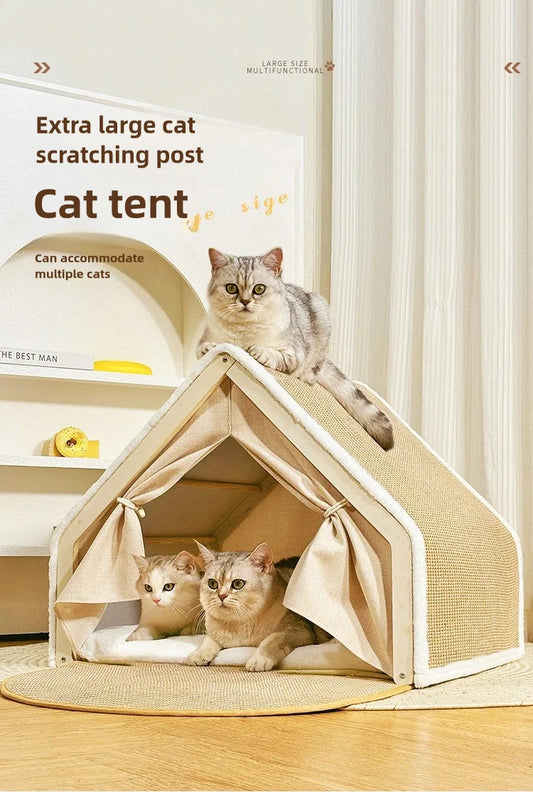 🐾 LEWEN Winter Cat House with Scratching Area – Cuddling, Sleeping &amp; Sharpening Claws in One