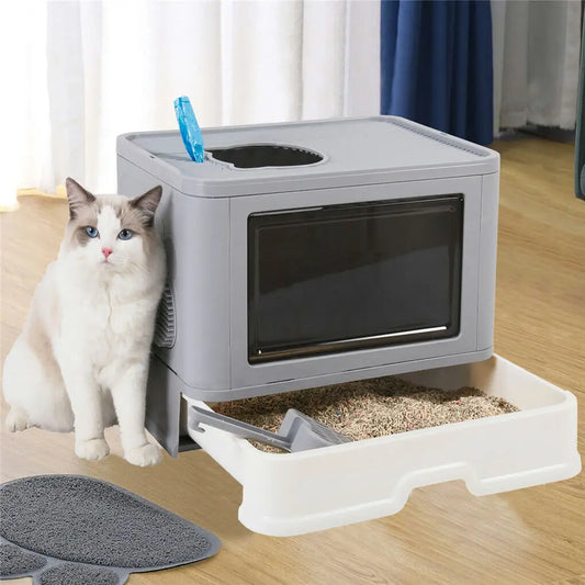 Foldable cat litter box with massage function – practical, space-saving &amp; lovingly designed