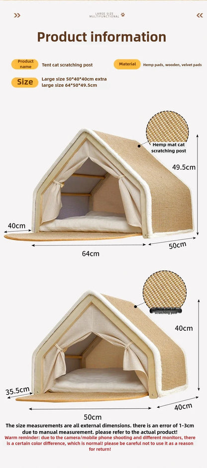 🐾 LEWEN Winter Cat House with Scratching Area – Cuddling, Sleeping &amp; Sharpening Claws in One