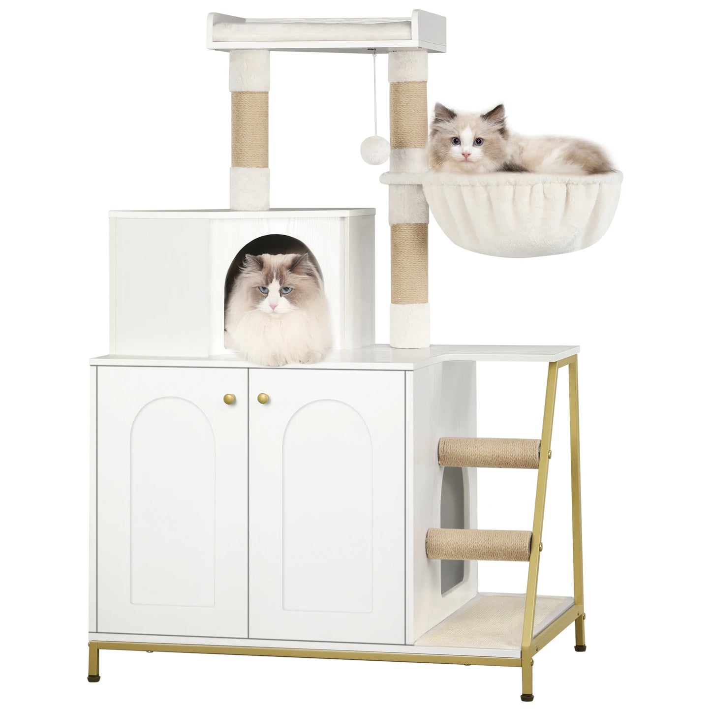 Cat tree with litter box &amp; scratching mat – comfort &amp; fun for your furry friend