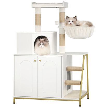 Cat tree with litter box &amp; scratching mat – comfort &amp; fun for your furry friend