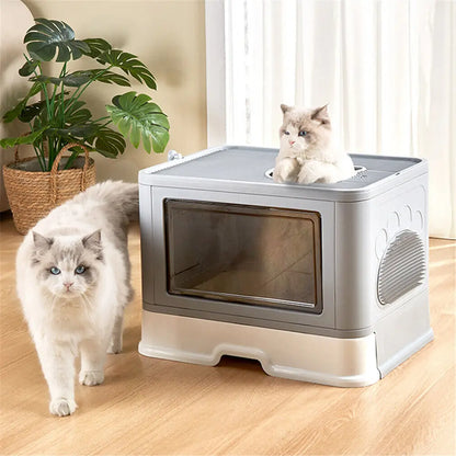 Foldable cat litter box with massage function – practical, space-saving &amp; lovingly designed