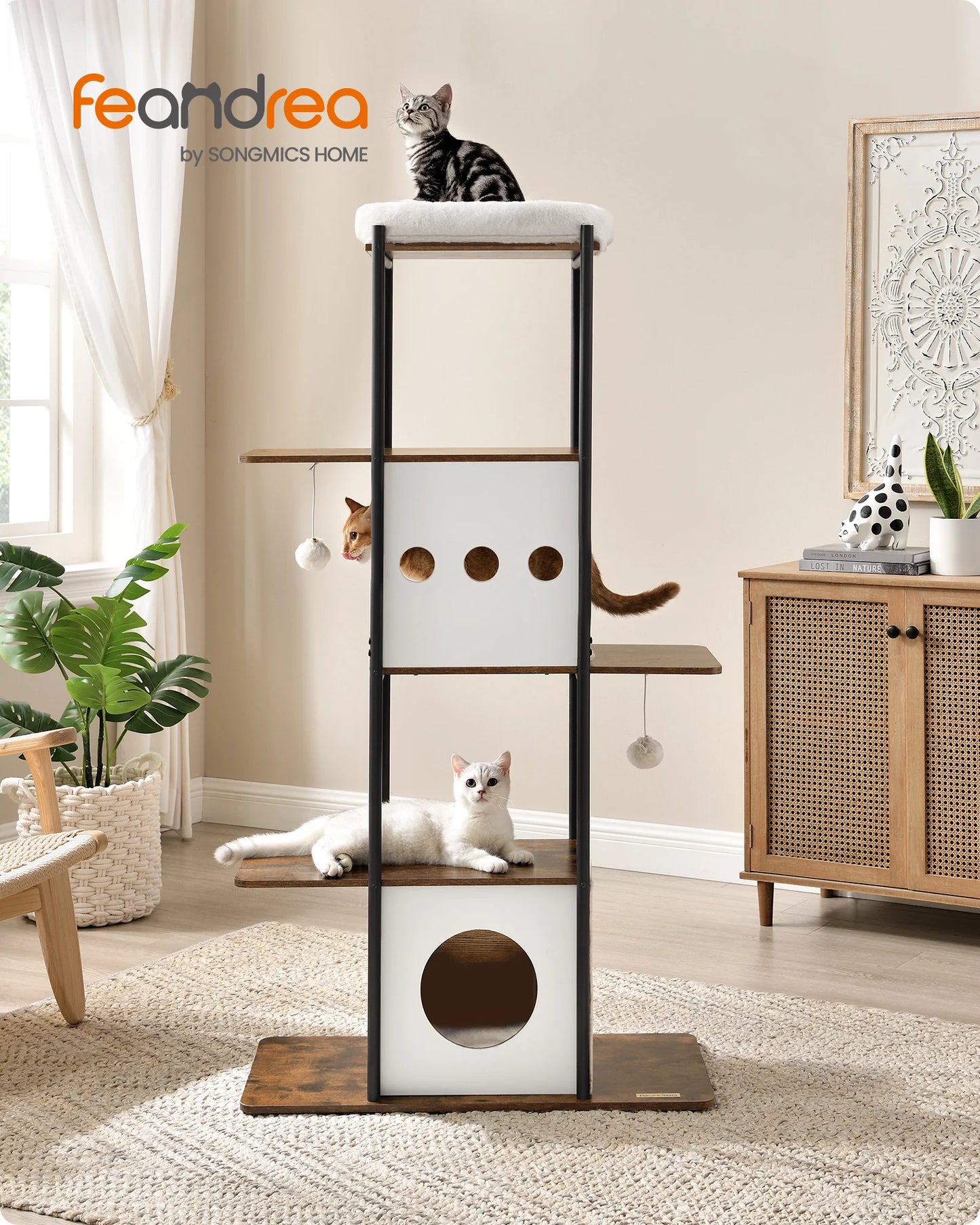 FEANDREA cat tree with cuddly factor – style meets purring comfort